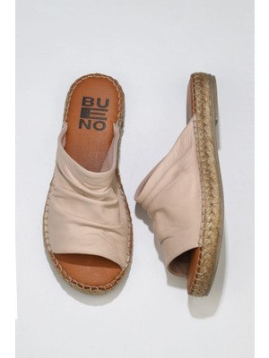 Bueno Shoes Pembe Deri Kadın Espadril Terlik