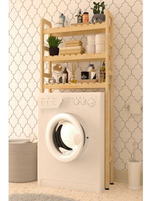 The Best Shopping Ahşap Çamaşır Makinesi Üstü Düzenleyici Raf 150X68X21CM Banyo Çamaşır Makinesi Dolabı Bnyraf