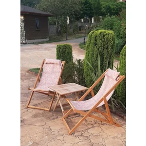 Katlanır Balkon Teras Bahçe Plaj Şezlong Eşli Set