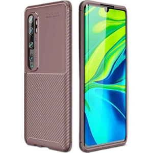 Xiaomi Mi Note 10 Pro Karbon Görünüm Negro Silikon Kılıf Kırılmaz Ekran Koruyucu