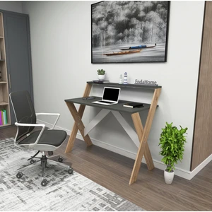 Enda Home X Ayaklı Raflı Ders Çalışma Masası 50x90 cm Antrasit - Çam