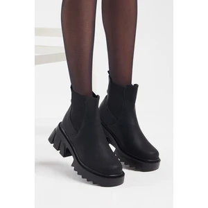 Tonny Black Kadın Siyah Cilt Lastikli Rahat Kalıp Bot