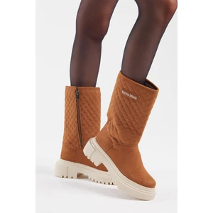 Tonny Black Kadın Toprak Kapitone Desenli Rahat Kalıp Uzun Bot