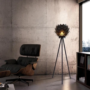 Design Otto Lotus Metal Ayaklı Yerpuar Anahtarlı Ahşap Modern Tripod Üç Ayaklı Lambader Aydınlatma