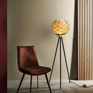 Design Otto Lotus Metal Ayaklı Yerpuar Anahtarlı Ahşap Modern Tripod Üç Ayaklı Lambader Aydınlatma