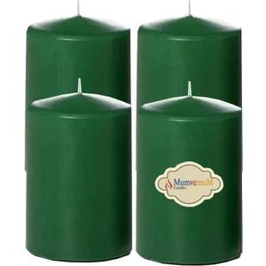 4 Lü Paket 5x8 Yeşil Kütük Mum