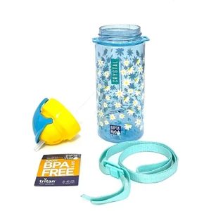 Mavi Crystal Tritan Desenli Pipetli Matara Suluk  500 ml
