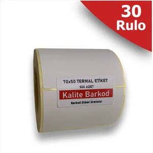 70X50 Termal Etiket | 30 Rulo Barkod Etiketi