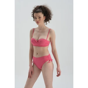 Fuşya Yanı Büzgülü Bikini Alt