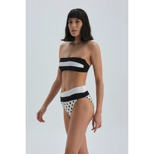 Siyah Beyaz Yüksek Bel Bikini Alt