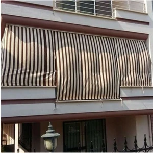 Kahve Krem Çizgili 550 x 250 cm Balkon Perdesi, Balkon Çadır Brandası, Balkon Güneşlik