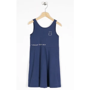 Kız Çocuk Regular Fit Tedy Baskılı Kolsuz Elbise