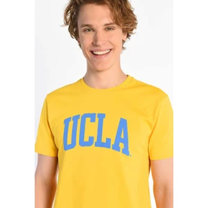 Culver Sarı Bisiklet Yaka Baskılı Erkek Tshirt