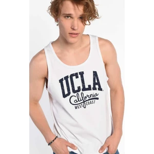 PEBBLE Beyaz Sıfır Kol Oversize Baskılı Erkek Tshirt