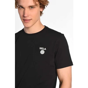 Bass Siyah Bisiklet Yaka Baskılı Erkek Tshirt