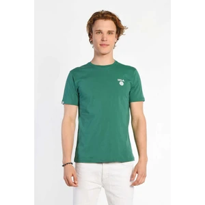 Bass Yeşil Bisiklet Yaka Baskılı Erkek Tshirt
