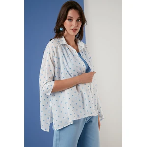 Oversize Fit Yıldız Desenli Truvakar Kol % 100 Pamuk Gömlek Bayan GÖMLEK 6058192