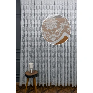 Evdepo Home Damask Kullanıma Hazır 1/2 Seyrek Pile Tül Perde Tek Kanat - Ekru 100 x 250 cm
