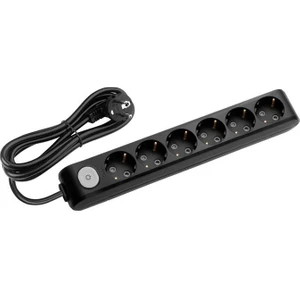 Multi-Let Siyah 6'lı Anahtarlı Grup Priz Topraklı Çocuk Korumalı 2 Metre