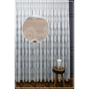 Evdepo Home Damask Kullanıma Hazır Ekstraforlu Pilesiz Tül Perde Tek Kanat - Ekru 100 x 200 cm