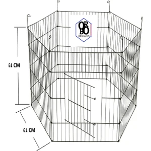 Orbo-Hexagon Köpek Çiti  61 X61 Cm- 6 Parça Panel Oyun Eğitim Alanı- Siyah Renk