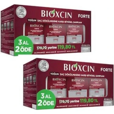 Bioxcin Forte Şampuan - Yoğun Saç Dökülmesine Karşı Canlandırıcı Etki, 3'lü Set, Bitkisel Formül,