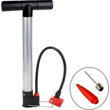 Knitex Bisiklet Motosiklet Pompa Lastik Hava Şişirme Pompası + Top Iğnesi + Bot Şişirme Aparatı