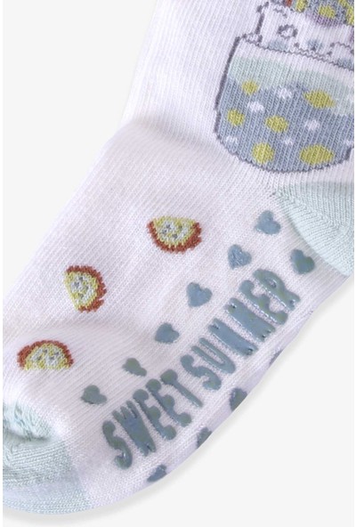 Katamino Kız Çocuk Soket Çorap Abs Li Kedili Mint Yeşili (1-2-5-6 Yaş)