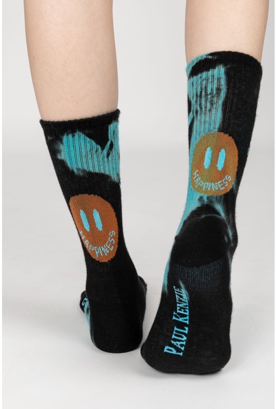 Paul Kenzie Smile - Dye Unisex Batik Desenli Dikişsiz Tenis Çorap - Mist