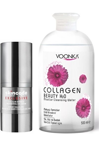 Skincode Voonka Collagen Micellar Temizleme Suyu 500ML+SKINCODE Hücresel Kırışıklık Önleyici Göz Serumu 15 ml