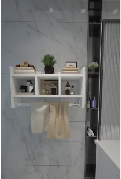 Sanal Mobilya Zen Banyo Mutfak Duvar Rafı Mat Str Beyaz - 16