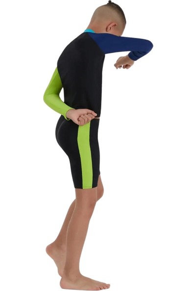 Speedo 8-12871G742 - Colourblock Long Sleeved Erkek Çocuk Yüzücü Mayosu