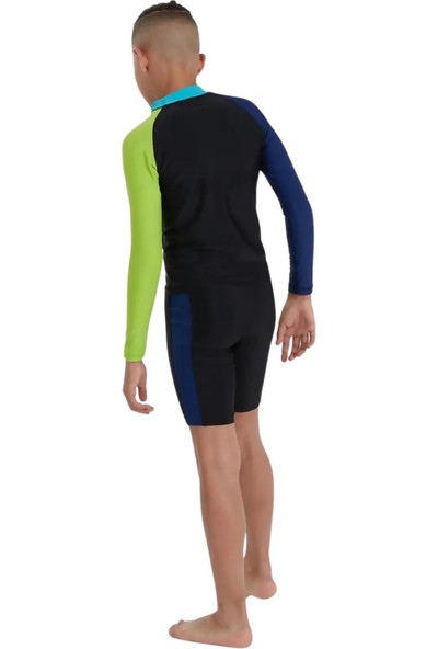 Speedo 8-12871G742 - Colourblock Long Sleeved Erkek Çocuk Yüzücü Mayosu