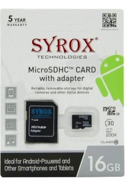 Syrox Micro Disk Sdhc Hafıza Kartı 8 GB