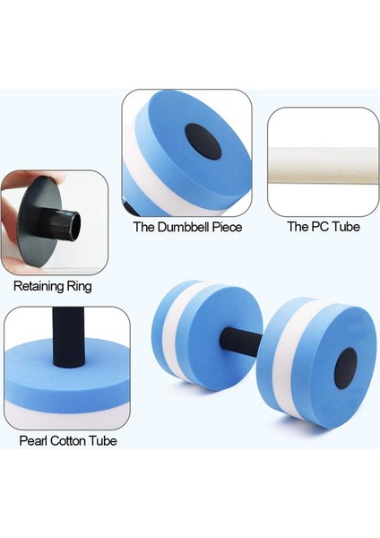 1 Çift Su Yüzen Aptal Eva Dumbbl Mavi Beyaz (Yurt Dışından)