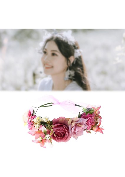 Bayanlar Çiçek Kafa Bandı Başlık Gelin Taç Düğünler Için Parti Başı Çelenk Mor Kırmızı( Yurt Dışından ) fırsatları