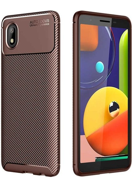 Samsung Galaxy A01 Core Karbon Görünüm Negro Silikon Kılıf Kırılmaz Ekran Koruyucu