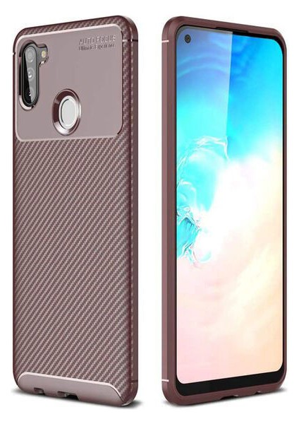 Samsung Galaxy M11 Karbon Görünüm Negro Silikon Kılıf Ekran Koruyucu