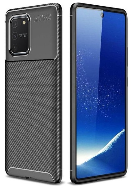 Samsung Galaxy S10 Lite Karbon Görünüm Negro Silikon Kılıf Ekran Koruyucu