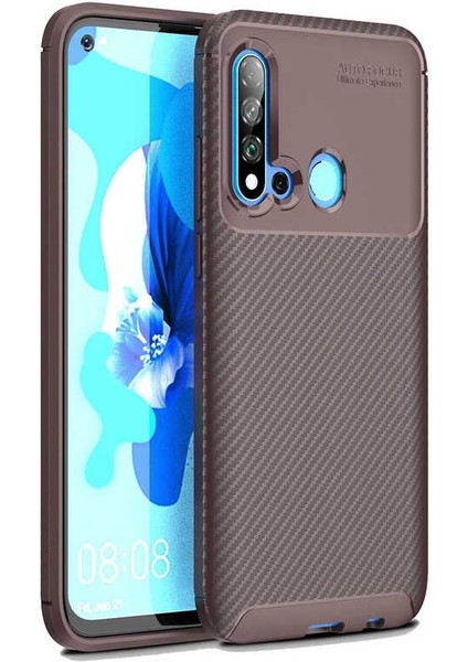 Huawei P20 Lite 2019 Karbon Görünüm Negro Silikon Kılıf Ekran Koruyucu