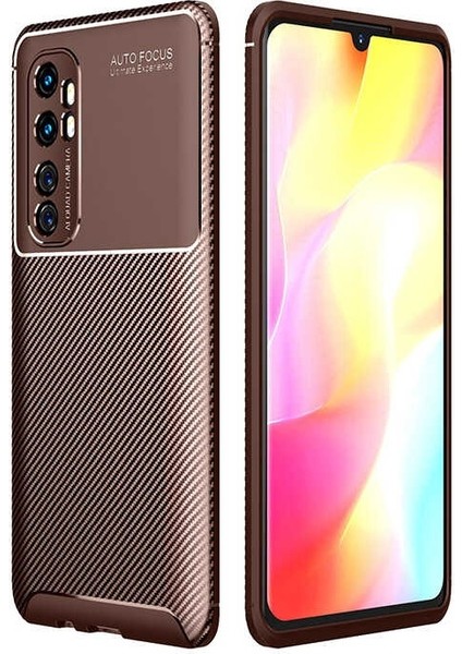 Xiaomi Mi Note 10 Lite Karbon Görünüm Negro Silikon Kılıf Ekran Koruyucu