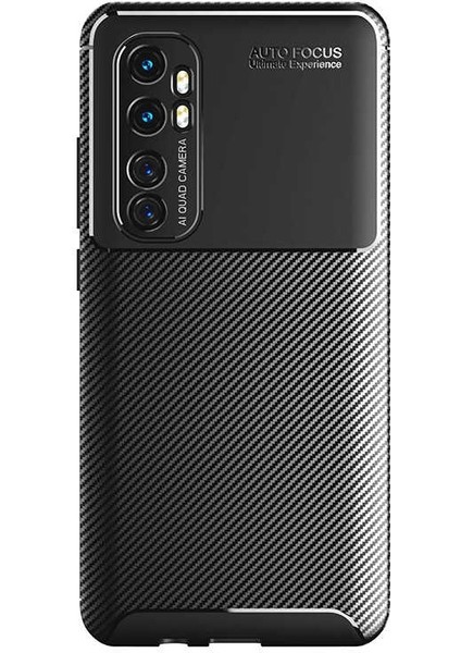 Xiaomi Mi Note 10 Lite Karbon Görünüm Negro Silikon Kılıf Ekran Koruyucu
