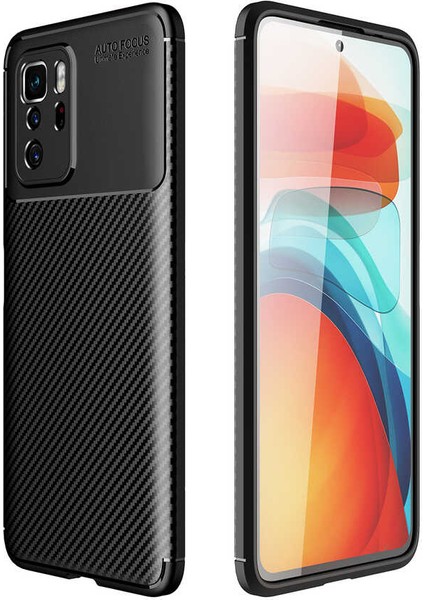 Xiaomi Poco X3 Gt Karbon Görünüm Negro Silikon Kılıf Kırılmaz Ekran Koruyucu