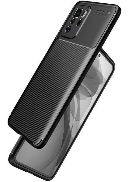 Xiaomi Poco X3 Gt Karbon Görünüm Negro Silikon Kılıf Kırılmaz Ekran Koruyucu