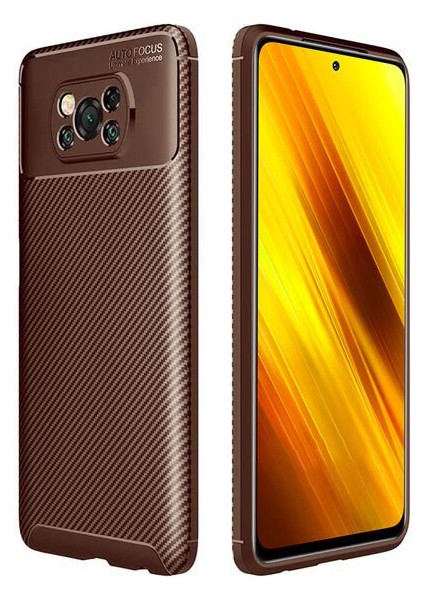 Xiaomi Poco X3 Nfc Karbon Görünüm Negro Silikon Kılıf Kırılmaz Ekran Koruyucu