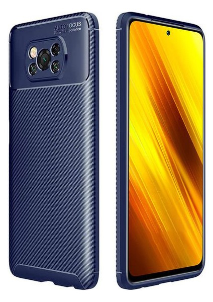 Xiaomi Poco X3 Nfc Karbon Görünüm Negro Silikon Kılıf Ekran Koruyucu