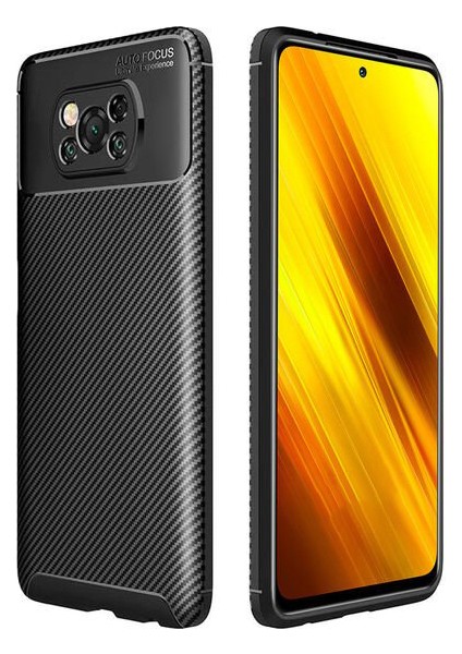 Xiaomi Poco X3 Pro Karbon Görünüm Negro Silikon Kılıf Ekran Koruyucu