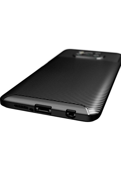 Xiaomi Poco X3 Pro Karbon Görünüm Negro Silikon Kılıf Ekran Koruyucu