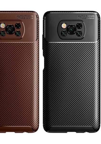 Xiaomi Poco X3 Pro Karbon Görünüm Negro Silikon Kılıf Ekran Koruyucu