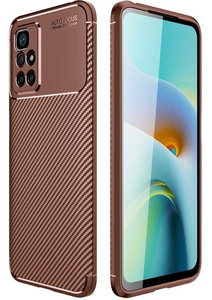 Xiaomi Redmi 10 2022 Karbon Görünüm Negro Silikon Kılıf Kırılmaz Ekran Koruyucu